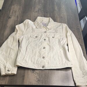 Love Tree Off-White Denim Distressed Jacket
